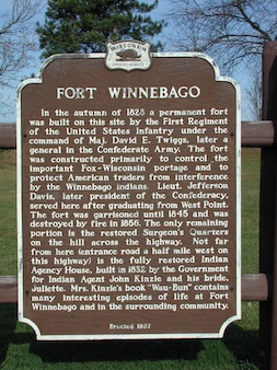 Wisconsin Historical Society's Fort Winnebago Sign, 1957