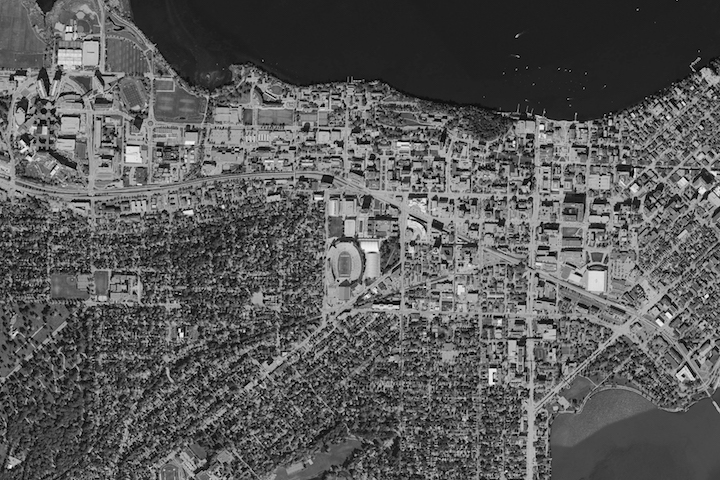 University of Wisconsin-Madison Aerial Photo, 2015 (black & white)